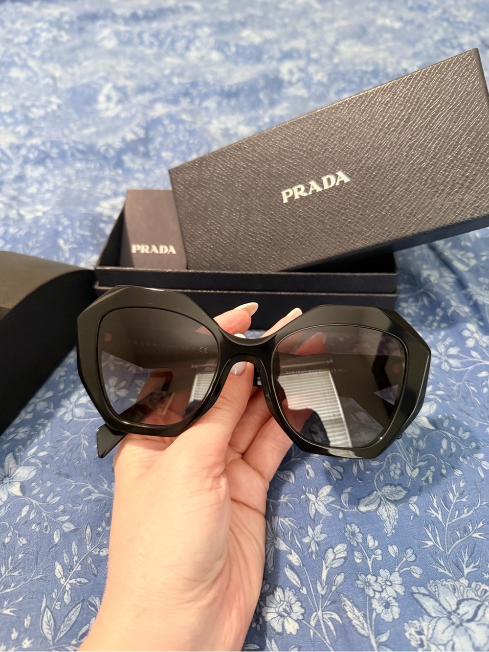 Prada Women's Black Geometric Oversized Sunglasses